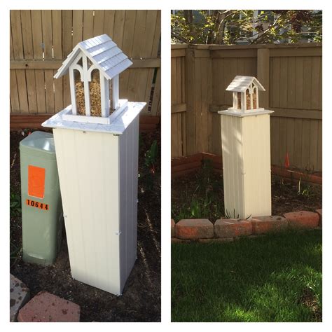 decoration near yard electrical boxes|diy utility boxes in yard.